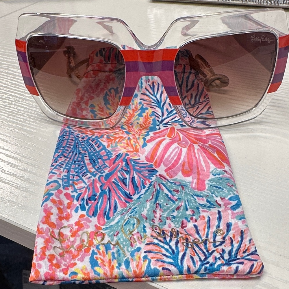 Lilly Pulitzer Pink and Orange Striped Sunglasses